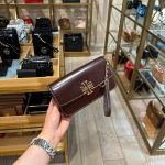 Tory Burch Britten Wristlet Çanta - Bordo Rugan